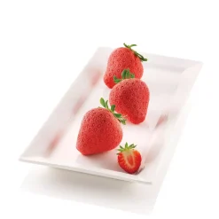 FRAGOLE E PANNA - STAMPO IN SILICONE N.6 FRAGOLE 3D ø59 H 61 MM