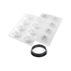 KIT TARTE RING COCOA ø70 MM - SET STAMPO IN SILICONE ø61.5 MM + 8 ANELLI