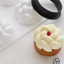KIT TARTE RING FLEUR ø80 MM - SET STAMPO IN SILICONE + 6 ANELLI