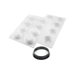 KIT TARTE RING PALET ø70 MM - SET STAMPO IN SILICONE ø64 H 18 MM + 8 ANELLI