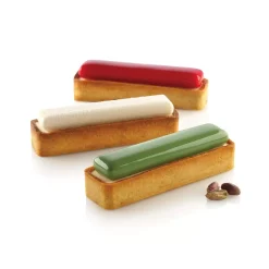 KIT TARTE RING RECTANGULAR 120x35 MM - SET STAMPO IN SILICONE 107X23 + 6 ANELLI