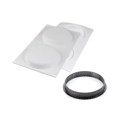 KIT TARTE RING ROUND ø120 MM - SET 2 STAMPI IN SILICONE ø105 MM + 4 ANELLI